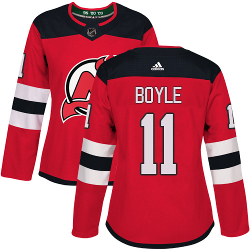 Adidas Devils #11 Brian Boyle Red Home Authentic Women's Stitched NHL Jersey - Click Image to Close
